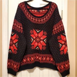 Dk Green Red Holiday Winter Cropped Sweater Size 4x